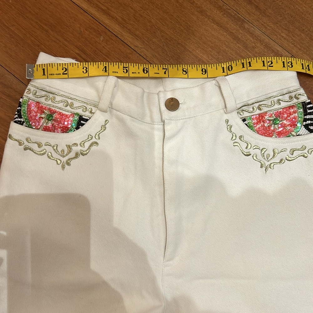 Vintage Capriccio Decorated Pocket Jeans 90s Retro Beading and sequins - Picture 3 of 6